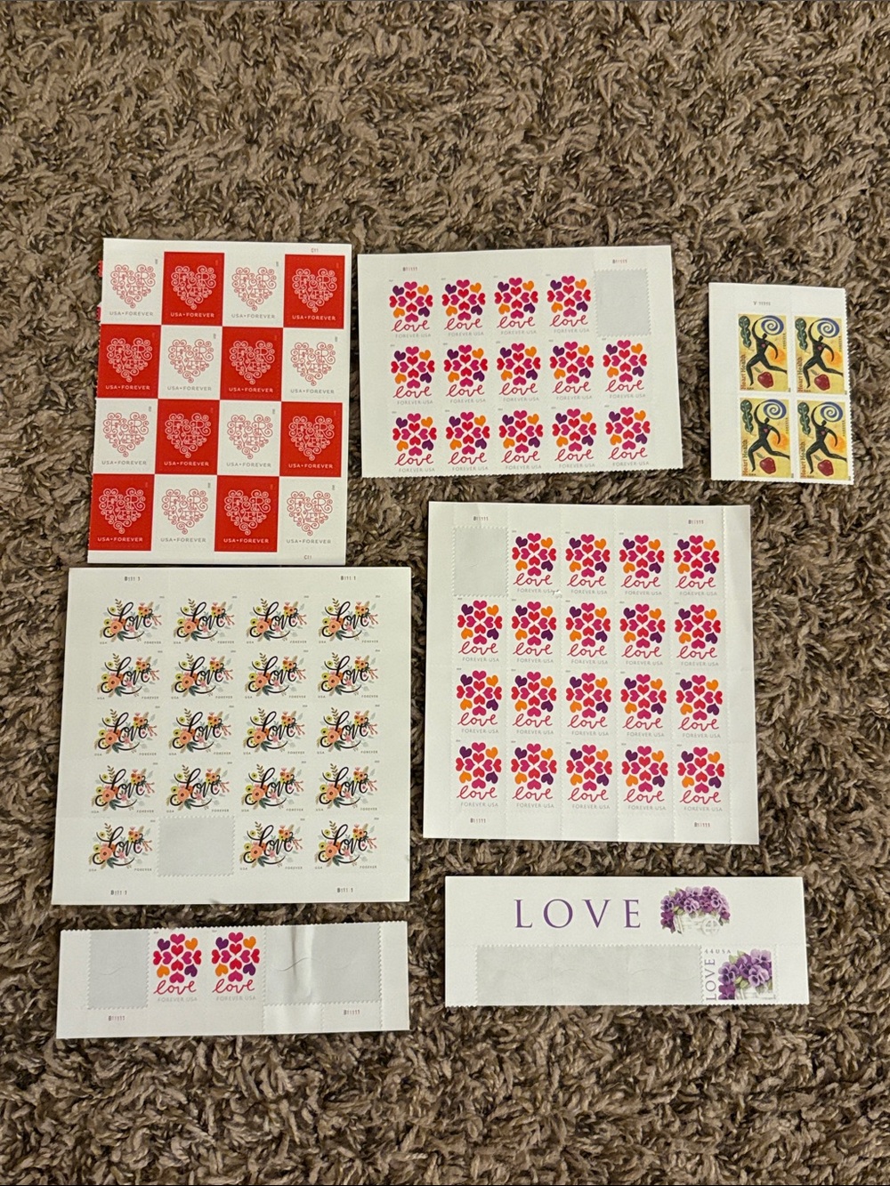 USPS Forever Stamps Assorted Love Heart Stamps 75 count new